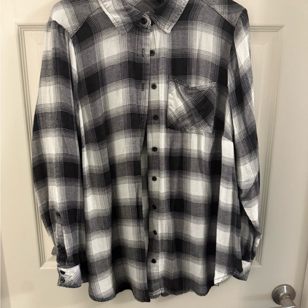 Torrid Black and White Plaid Shirt